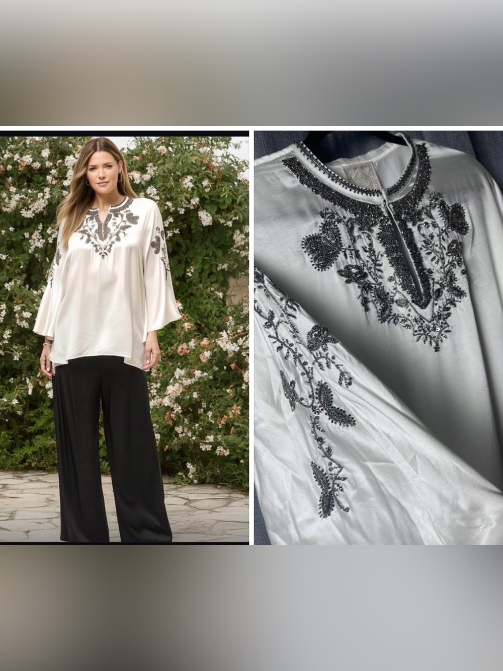 550$ Johnny was XL LA JOLLA KAFTAN TOP Silk Embellished With Intricate Beading